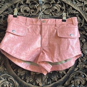 Free People Pink Snakeskin Print Double Front Flap Snap Pocket Shorts Size 6